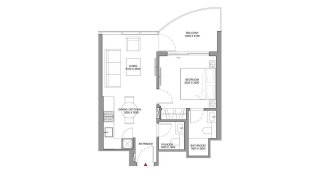 Планировка квартиры 1 спальня в ЖК Aquamont № 11006