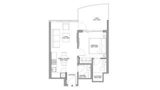 Apartment floor plan, 1 bedroom in Aquamont No. 11008