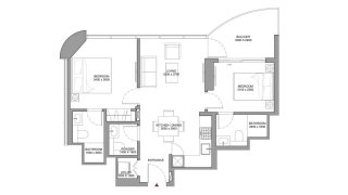 Apartment floor plan, 2 bedrooms in Aquamont No. 11010