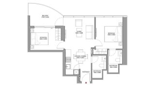 Apartment floor plan, 2 bedrooms in Aquamont No. 11009