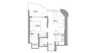 Apartment floor plan, 1 bedroom in Aquamont No. 11007