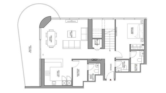 Apartment floor plan, 3 bedrooms in Aquamont No. 11012 (2D)